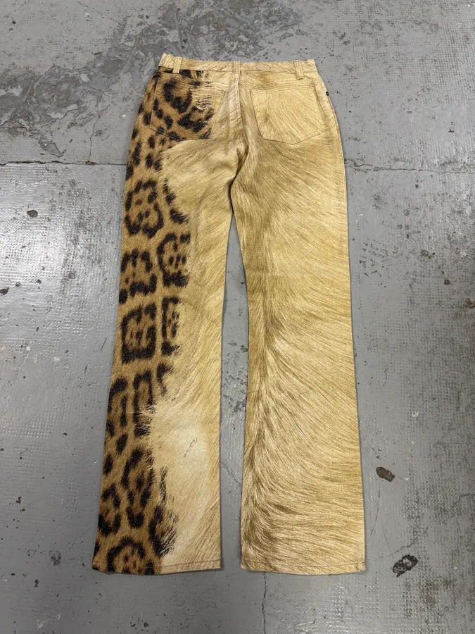 FW2001 Roberto Cavalli Leopard Fur Beige Pants - Image 7