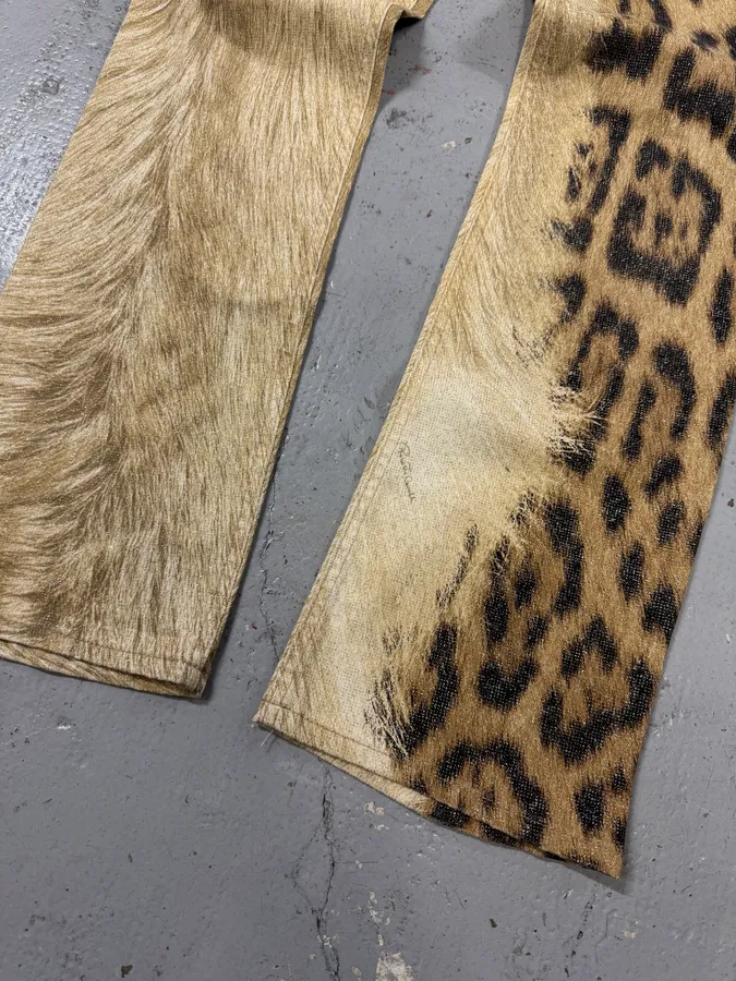 FW2001 Roberto Cavalli Leopard Fur Beige Pants - Image 9