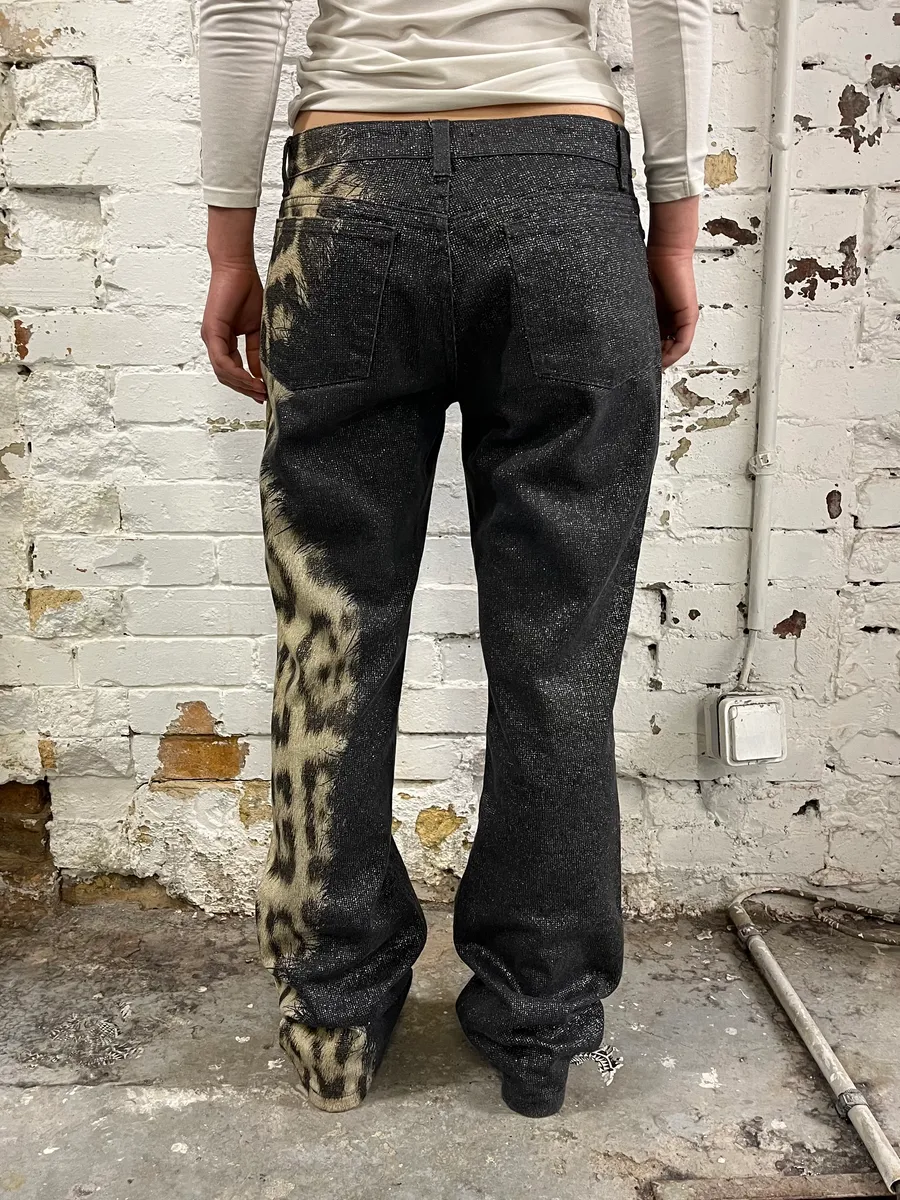 FW2001 Roberto Cavalli Shinny Faux Fur Leopard Pants - Image 3
