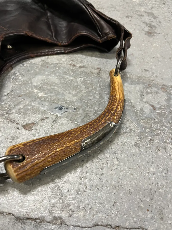 FW2001 Yves Saint Laurent Tom Ford Mombasa Organic Horn Handle Dark Brown Leather Bag - Image 4