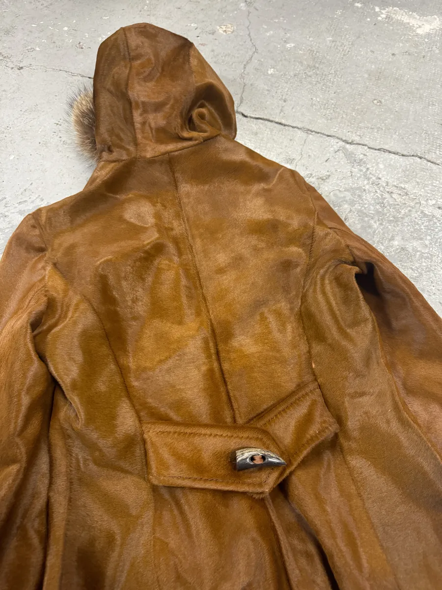FW2002 Dolce & Gabbana Pony Hair Camel Calf Leather Duffle Coat - Image 6