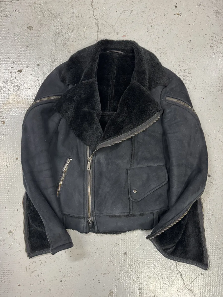 FW2002 Emporio Armani Navy Arm Zips Bomber Jacket - Image 8