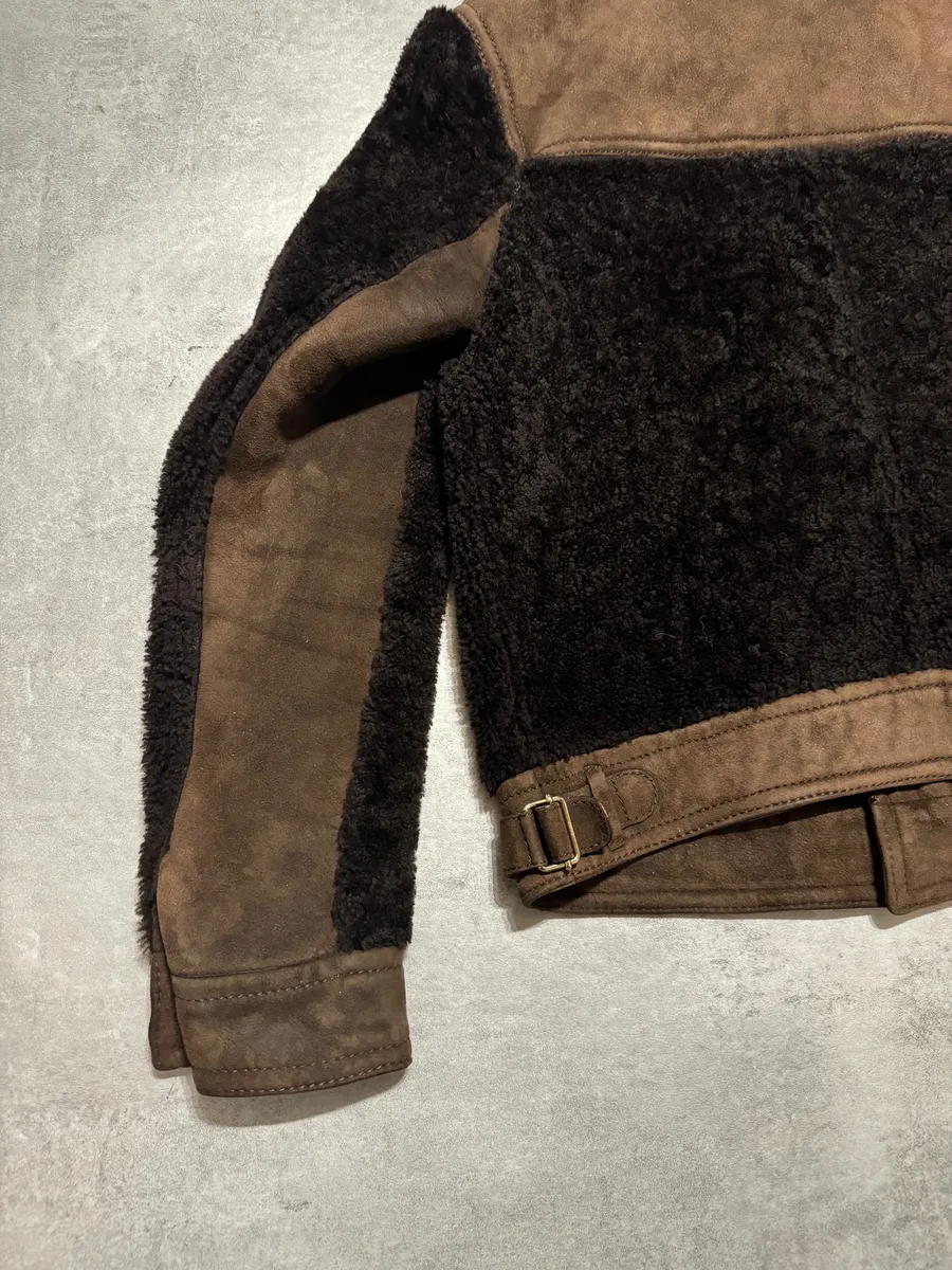 FW2002 Gucci Brown Shearling Lamb Fur Italian Leather Jacket - Image 2