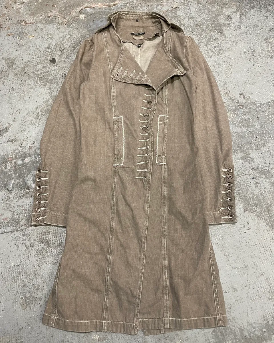 FW2002 Plein Sud Brown Faded Coton Asymmetrical Jacket