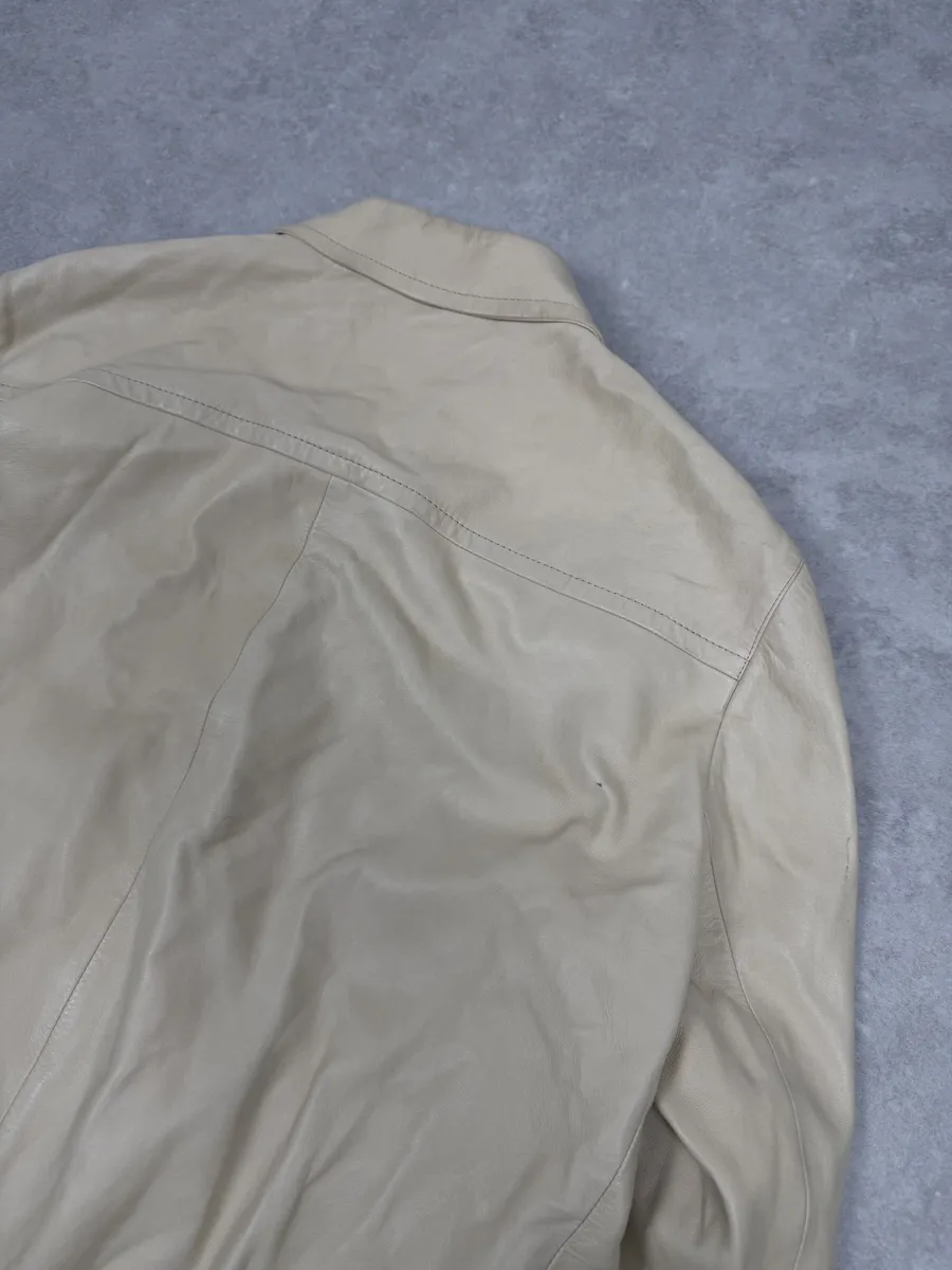 FW2002 Prada Beige Buttoned Leather Classy Jacket - Image 10
