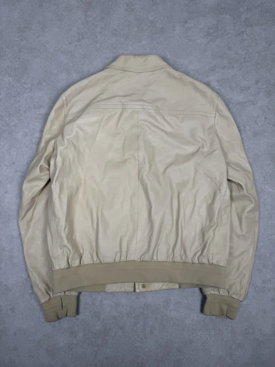 FW2002 Prada Beige Buttoned Leather Classy Jacket - Image 2
