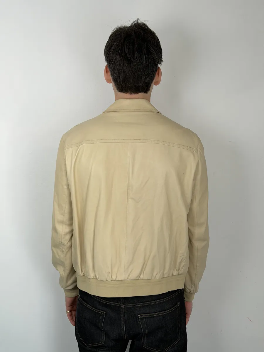 FW2002 Prada Beige Buttoned Leather Classy Jacket - Image 4