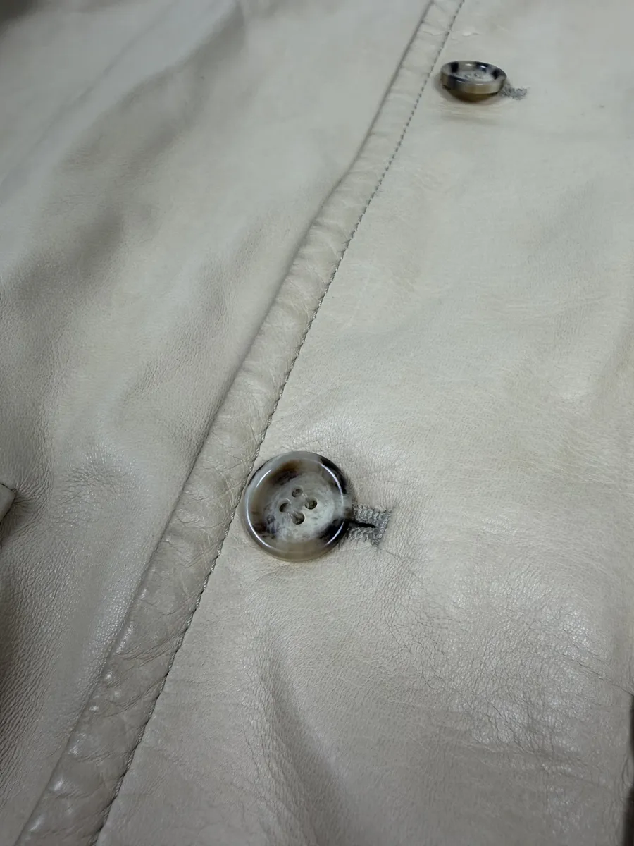 FW2002 Prada Beige Buttoned Leather Classy Jacket - Image 7