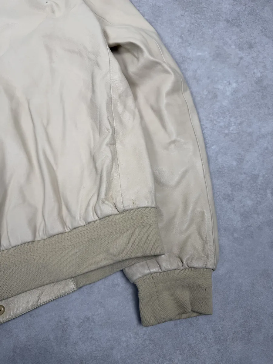 FW2002 Prada Beige Buttoned Leather Classy Jacket - Image 8