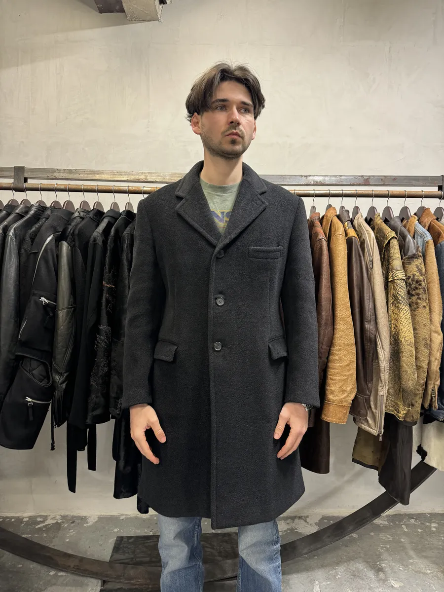 FW2002 Prada Dark Grey Wool Trench Coat - Image 4