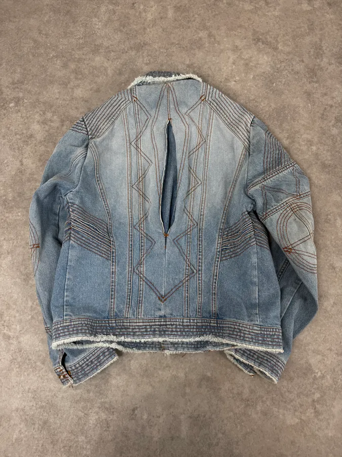 FW2002 Roberto Cavalli Geometrical Blue Denim Jacket - Image 4