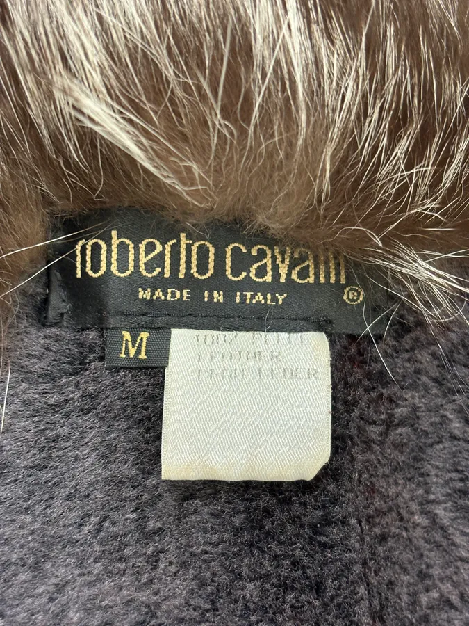 FW2002 Roberto Cavalli Orange Fox Fur Shearling Leather Jacket - Image 7