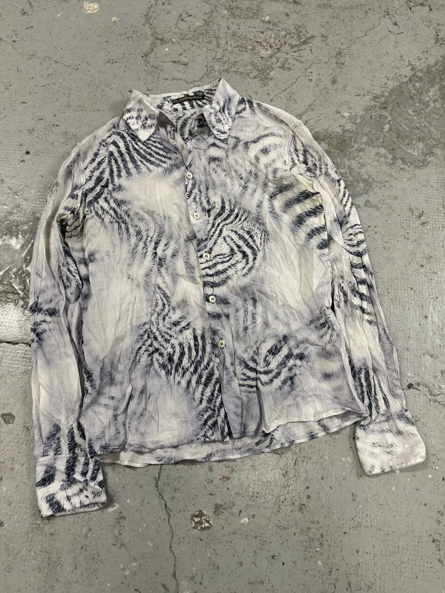 FW2002 Roberto Cavalli Safari White Zebra Shirt - Image 6