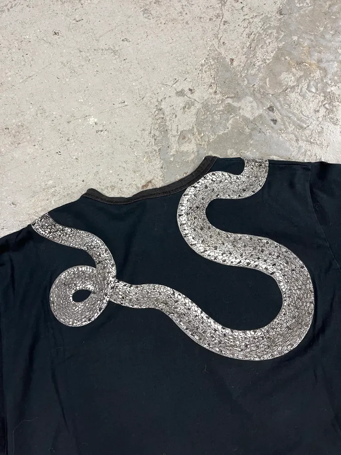 FW2002 Roberto Cavalli Snake Graphic Black Tee-Shirt - Image 7