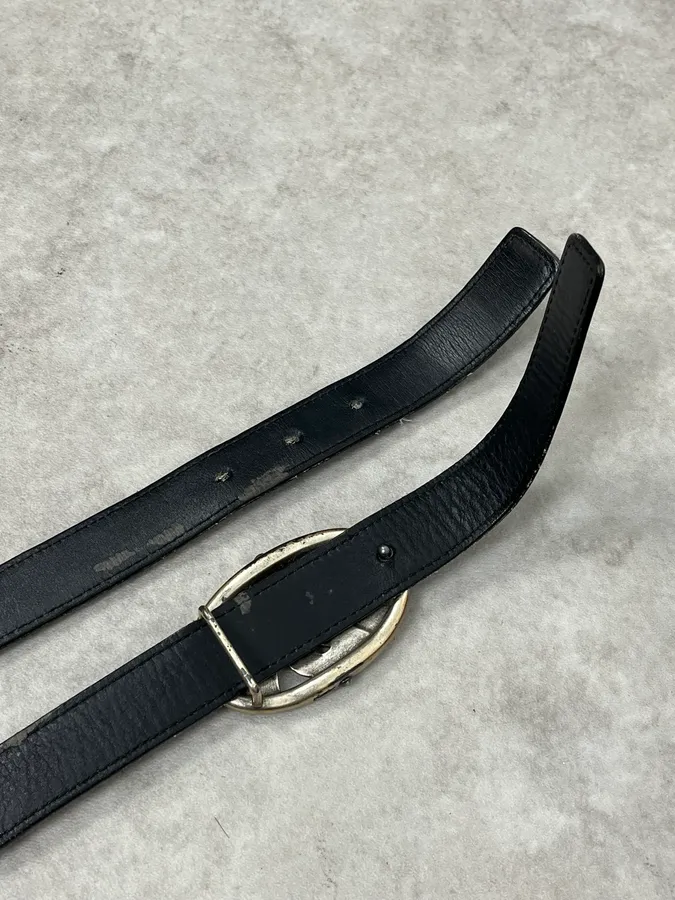 FW2003 Yves Saint Laurent Small YSL Buckle Black Leather Belt - Image 6