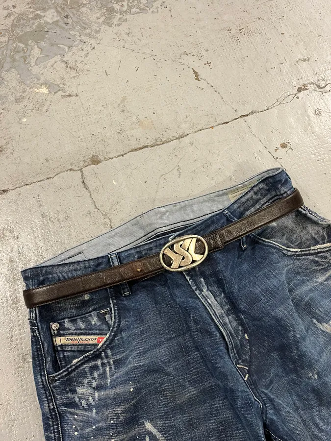 FW2003 Yves Saint Laurent YSL Buckle Black Leather Belt
