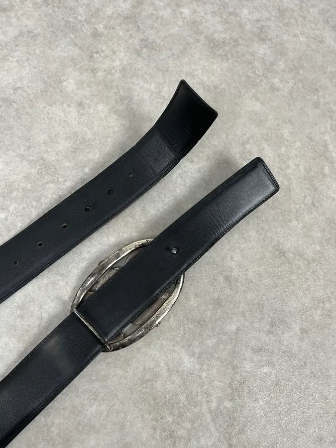 FW2003 Yves Saint Laurent YSL Logo Black Leather Belt - Image 5