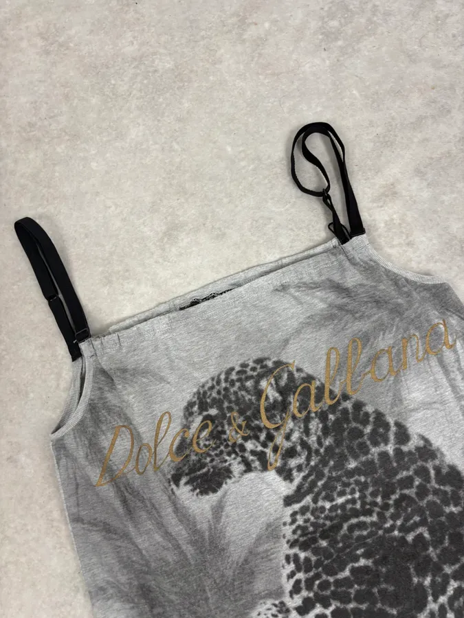 FW2004 Dolce & Gabbana Grey Leopard Tank Top - Image 6