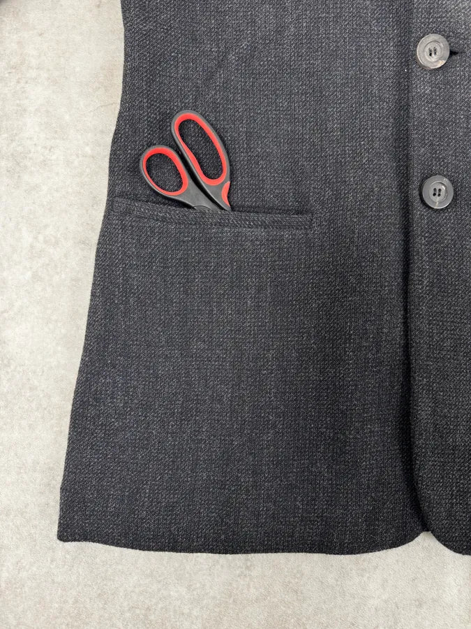 FW2004 Emporio Armani Black Grey Wool Blazer Suit Jacket - Image 8