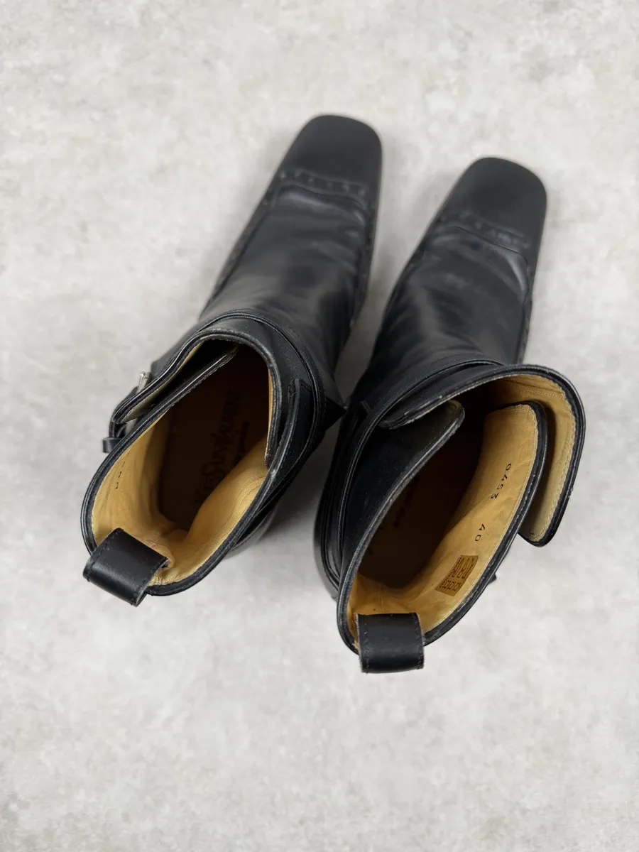 FW2004 Yves Saint Laurent Black Leather Ankle Boots - Image 8