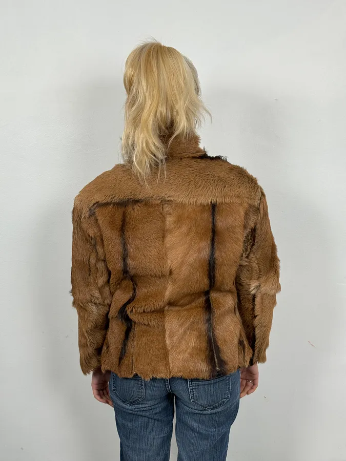 FW2005 Cavalli Goat Fur Camel Leather Jacket - Image 3
