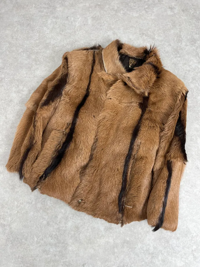 FW2005 Cavalli Goat Fur Camel Leather Jacket - Image 4