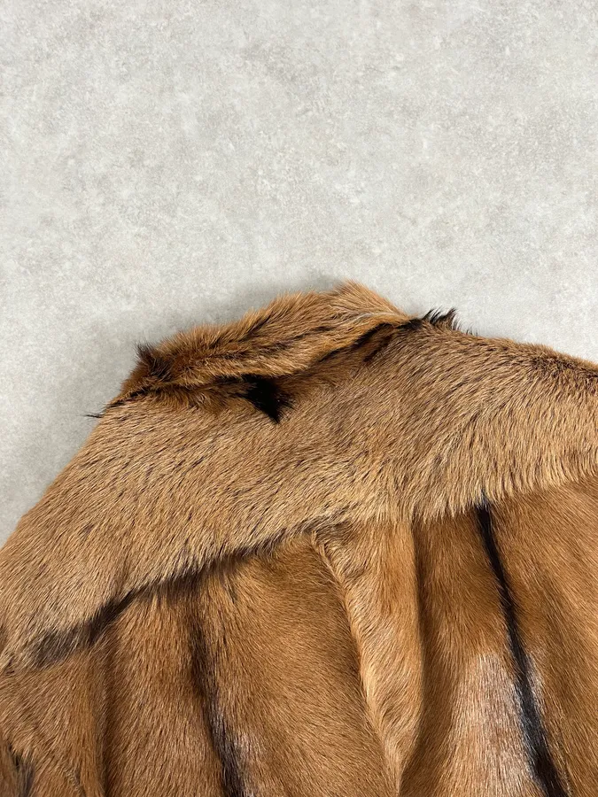 FW2005 Cavalli Goat Fur Camel Leather Jacket - Image 7