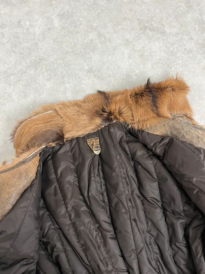 FW2005 Cavalli Goat Fur Camel Leather Jacket - Image 9