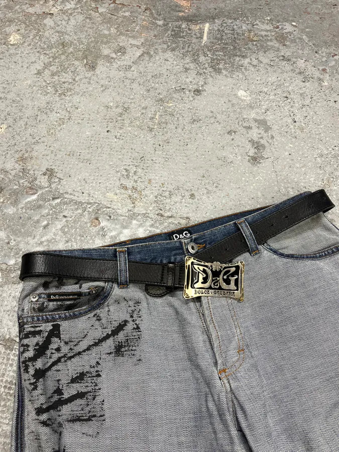 FW2005 Dolce & Gabbana Black Leather Belt - Image 8