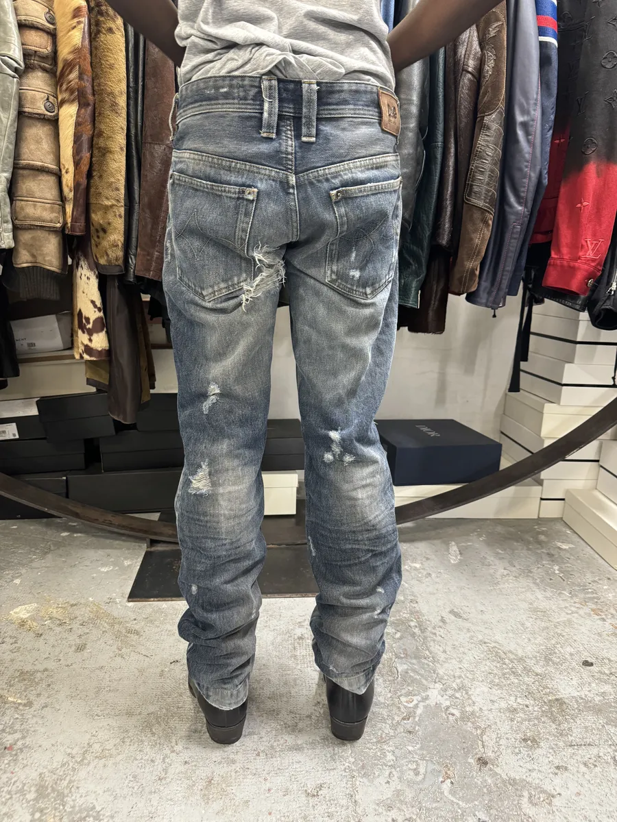 FW2005 Dolce & Gabbana Blue Distressed Denim Jeans - Image 4
