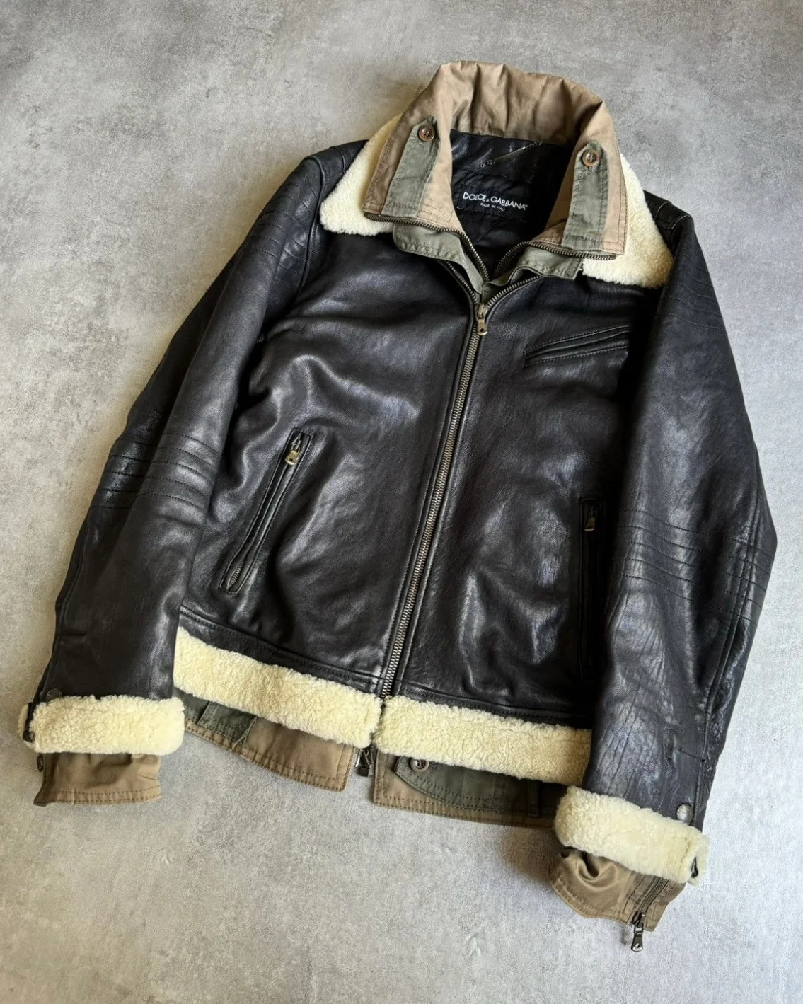 FW2005 Dolce & Gabbana Heavy Shearling Army Combat Jacket - Image 12