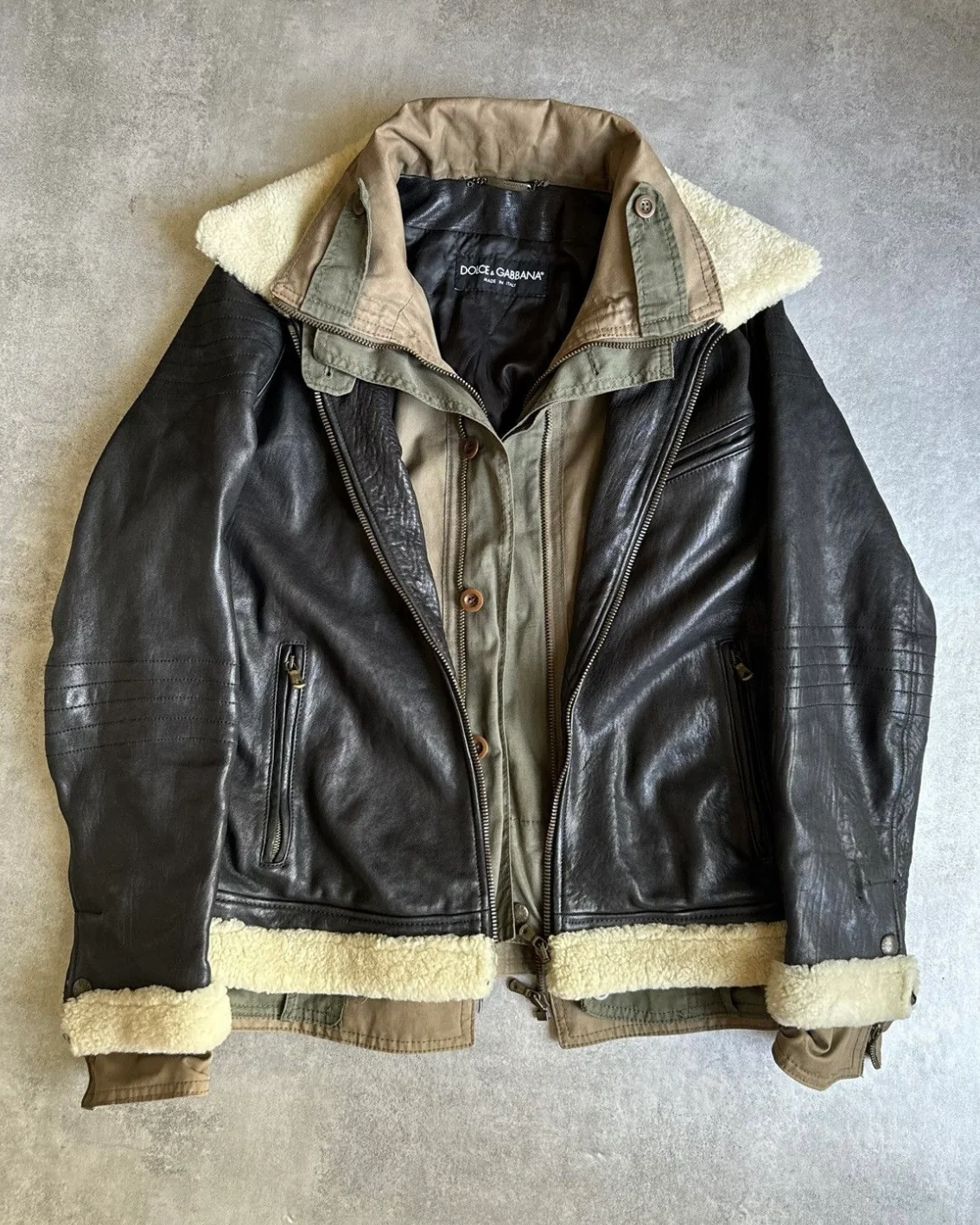 FW2005 Dolce & Gabbana Heavy Shearling Army Combat Jacket - Image 9