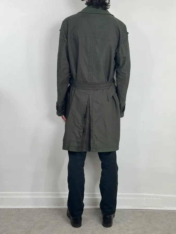 FW2005 Dolce & Gabbana Khaki Green Buttoned Trench Coat - Image 3
