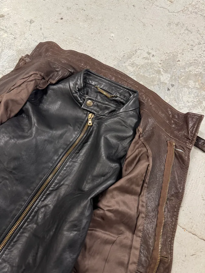FW2005 Dolce & Gabbana Military Double Leather Heavy Jacket - Image 7