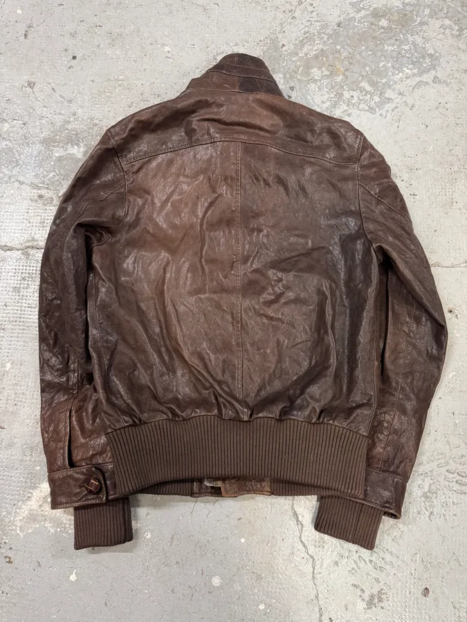 FW2005 Dolce & Gabbana Military Double Leather Heavy Jacket - Image 8
