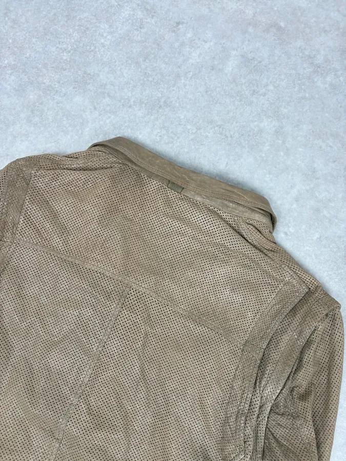 FW2005 Dolce & Gabbana Perfored Army Brown Leather Jacket - Image 6