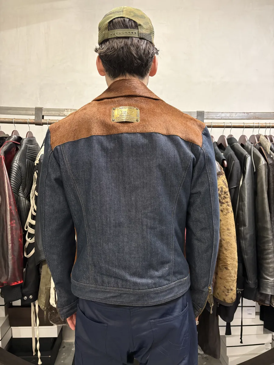 FW2005 Dolce & Gabbana Pony Hair Brut Denim Jacket - Image 7