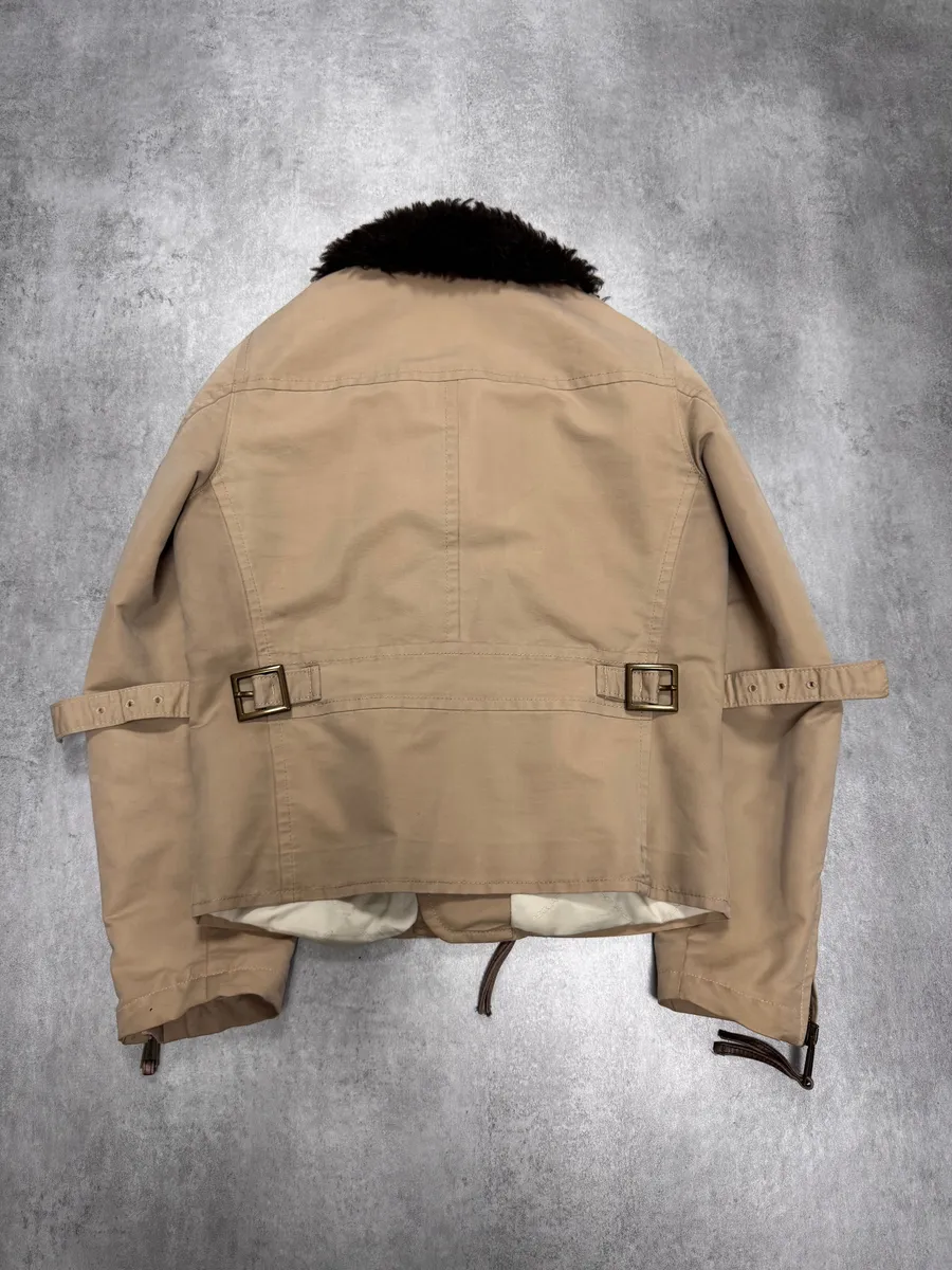 FW2005 Dsquared2 Astro Fur Collar Asymmetrical Beige Jacket - Image 4