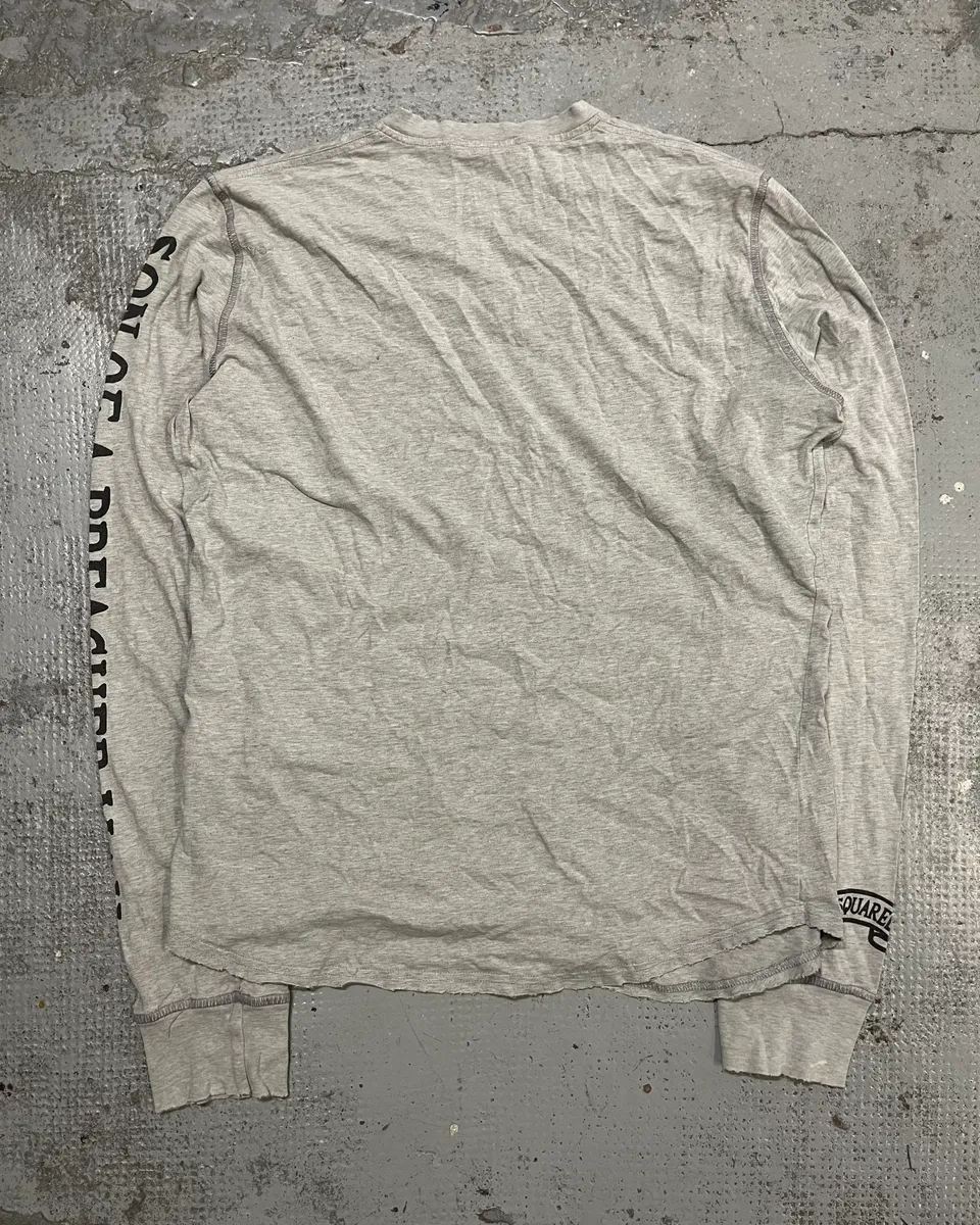 FW2005 Dsquared2 Grey V-Neck Longsleeves T-Shirt - Image 7