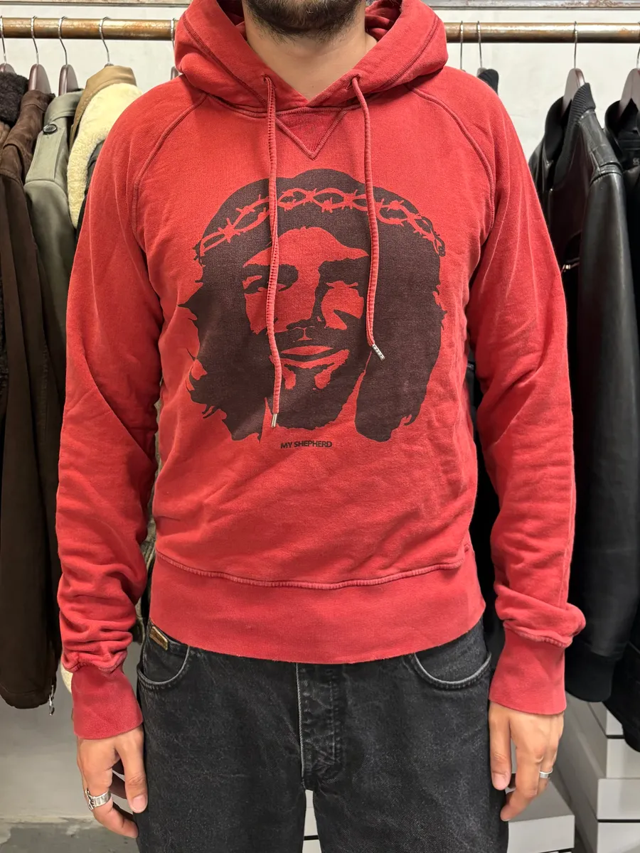 FW2005 Dsquared2 Happy Jesus Red Hoodie - Image 2