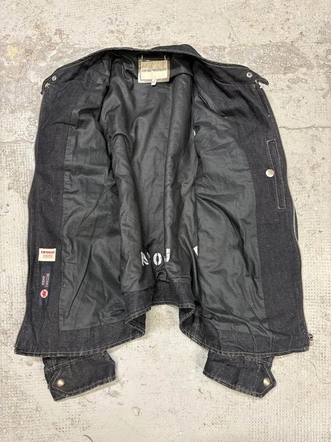 FW2005 Emporio Armani Biker Original Denim Jacket - Image 7