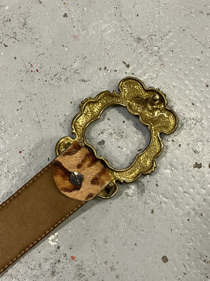 FW2006 Dolce & Gabbana Leopard Print Fur Leather Belt - Image 7