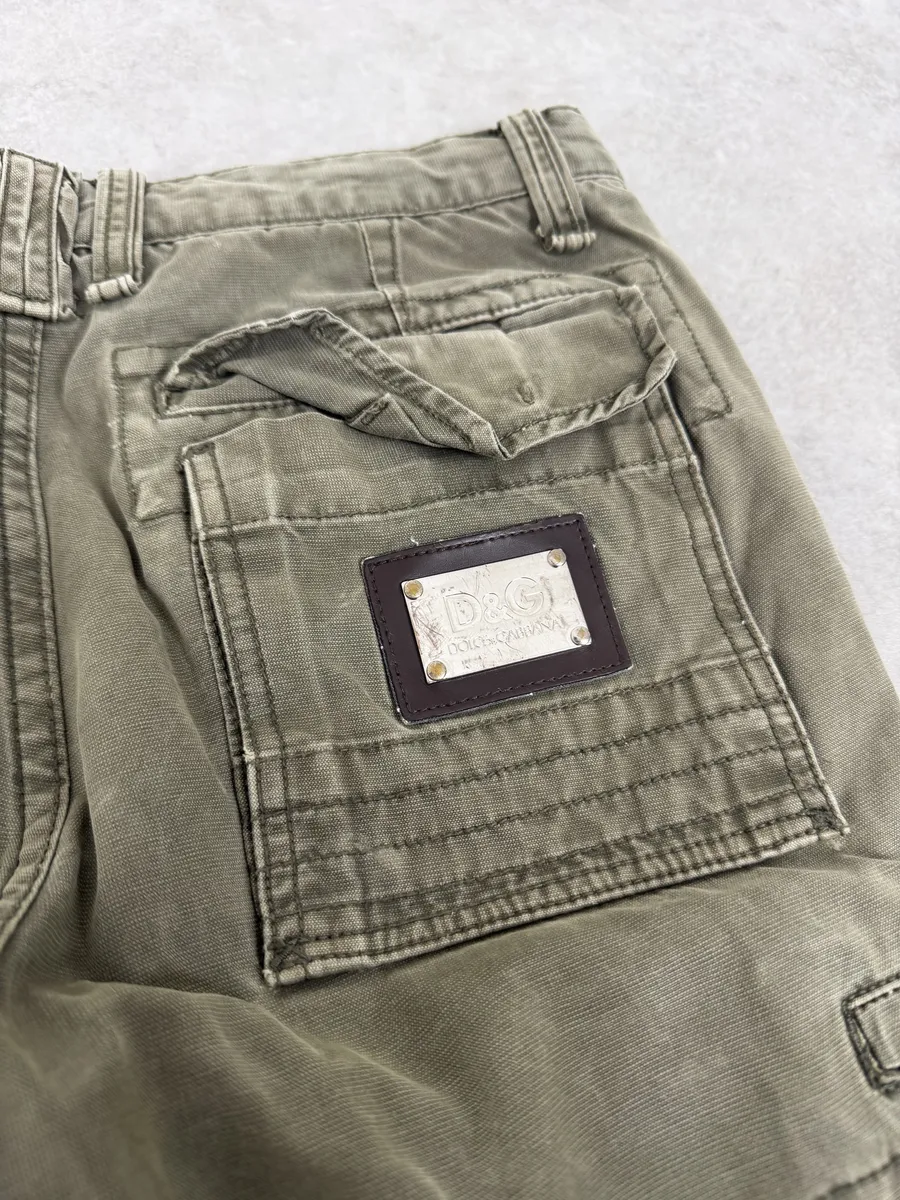 FW2006 Dolce & Gabbana Olive Multi Pockets Cargo Pants - Image 7