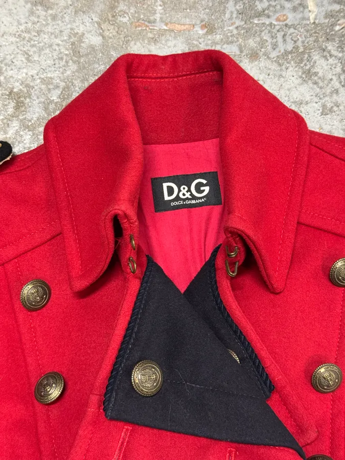 FW2006 Dolce & Gabbana Red Wool Double-Breasted Officer Coat - Image 9