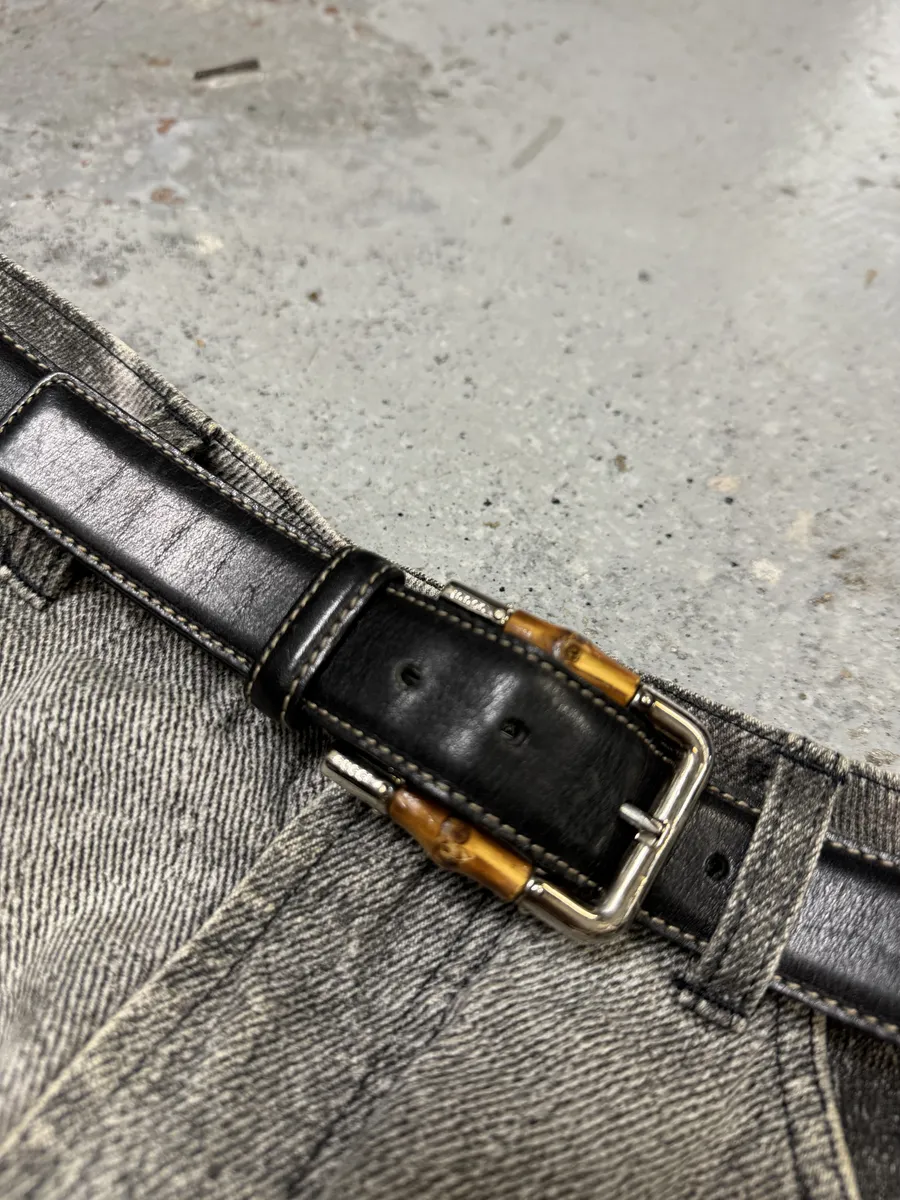 FW2006 Gucci Black Bamboo Buckle Leather Belt - Image 2