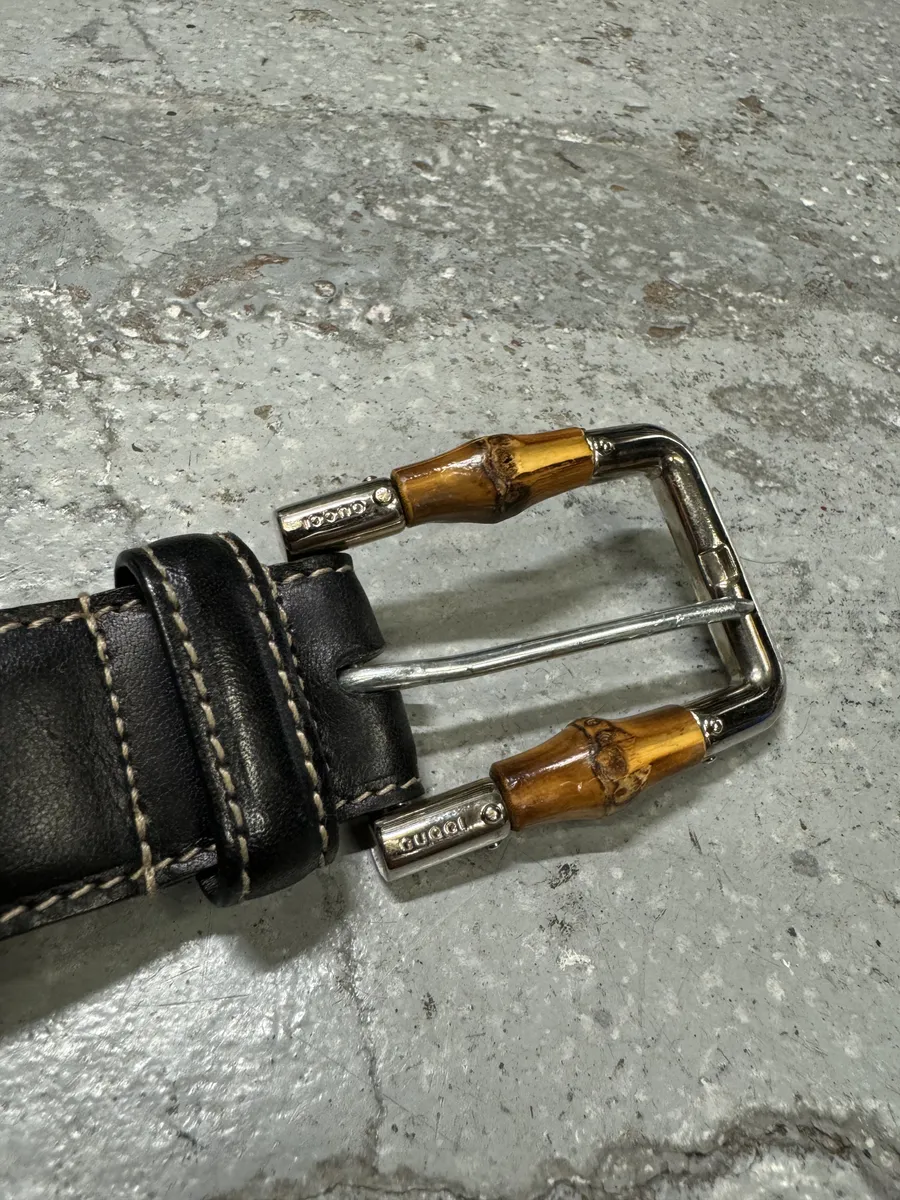 FW2006 Gucci Black Bamboo Buckle Leather Belt - Image 3
