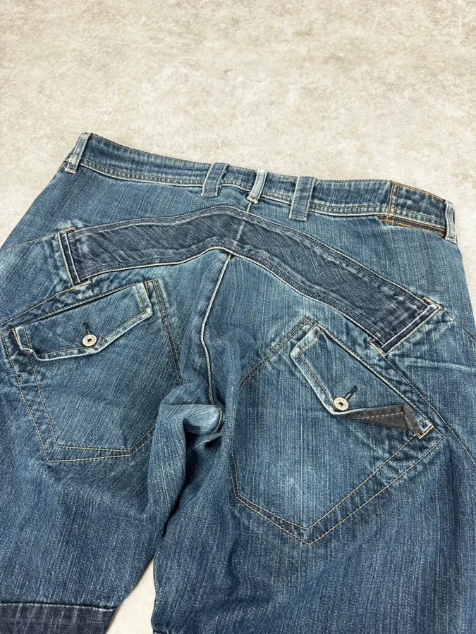 FW2006 Marithé + François Girbaud Navy Patch Blue Cozy Large Denim Jeans - Image 7