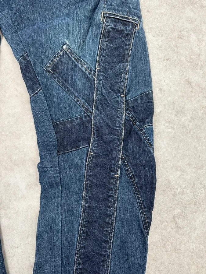 FW2006 Marithé + François Girbaud Navy Patch Blue Cozy Large Denim Jeans - Image 8