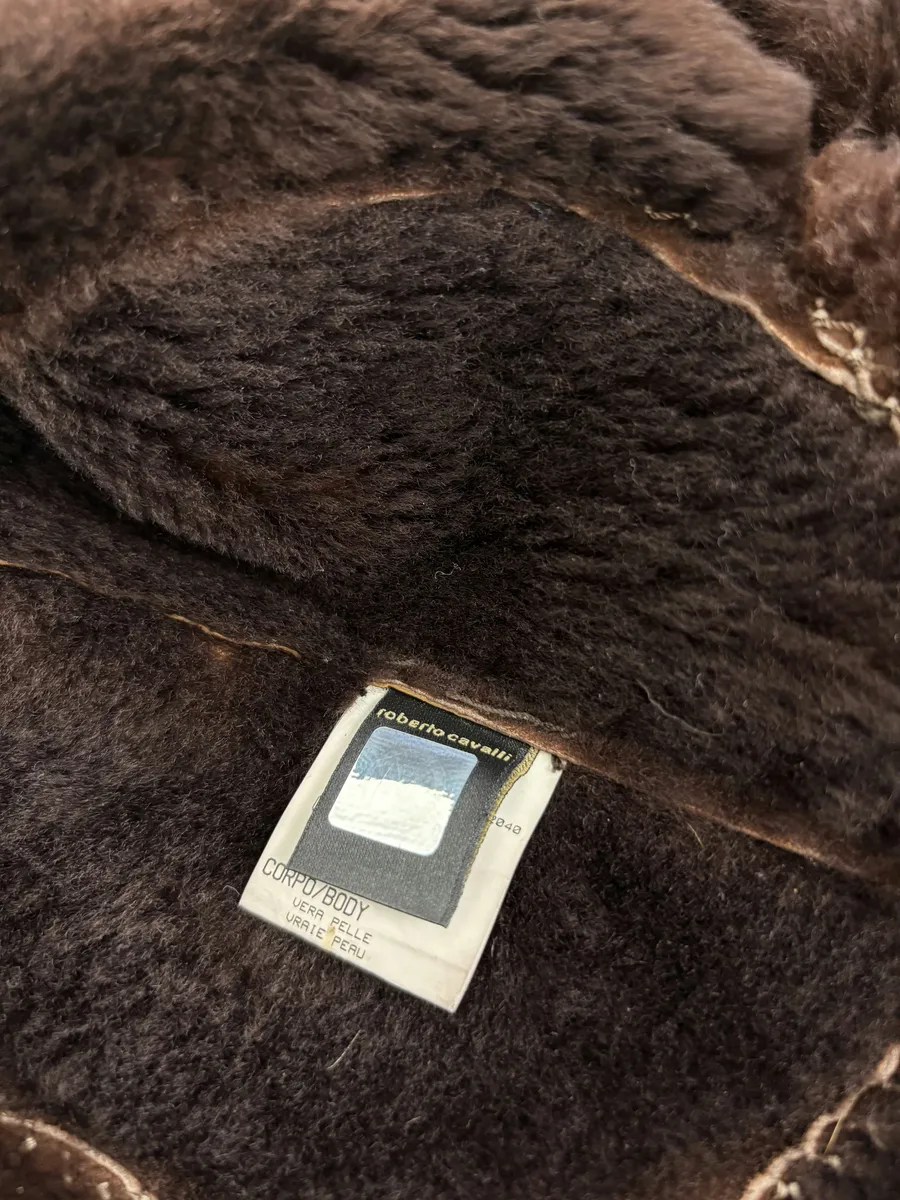 FW2006 Roberto Cavalli Long Hybrid Brown Fur Python Leather Jacket - Image 10
