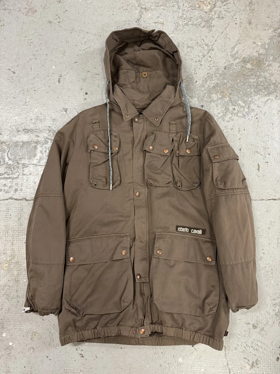FW2006 Roberto Cavalli Utility Multi-Pockets Brown Jacket